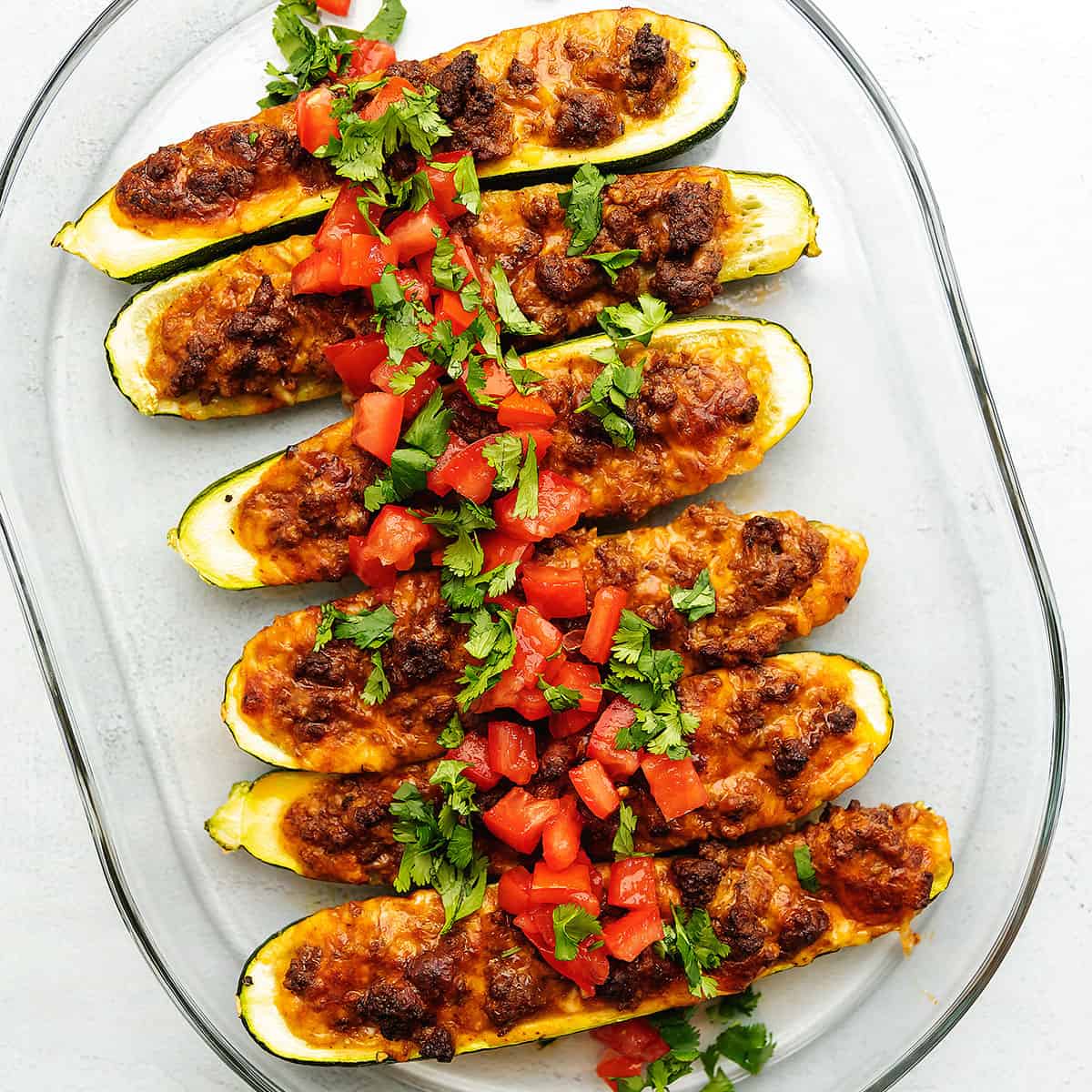 Enchilada Stuffed Zucchini Boats